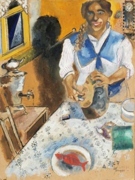 Marc Chagall Painting - Manía cortando pan contemporáneo Marc Chagall
